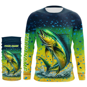 Personalized Mahi mahi Fishing jersey, Dorado scales UV protection performance saltwater fishing shirt NQS6017