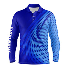 Load image into Gallery viewer, Mens golf polo shirts custom blue pattern sport male golf attire for men, personalized golf gifts NQS6243