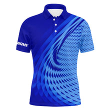 Load image into Gallery viewer, Mens golf polo shirts custom blue pattern sport male golf attire for men, personalized golf gifts NQS6243