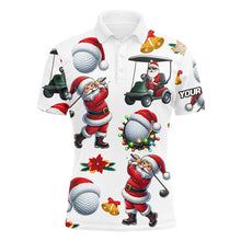 Load image into Gallery viewer, Funny Christmas Santa Golf White pattern Men golf polo shirt custom Christmas golf tops for Men NQS9052