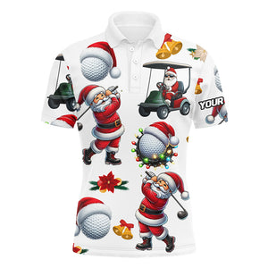 Funny Christmas Santa Golf White pattern Men golf polo shirt custom Christmas golf tops for Men NQS9052