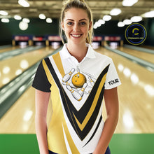 Load image into Gallery viewer, Custom Funny Bowling shirts for Women I'm not swearing, I'm using my bowling words Gold bowl shirts NQS11548