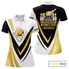 Load image into Gallery viewer, Custom Funny Bowling shirts for Women I'm not swearing, I'm using my bowling words Gold bowl shirts NQS11548