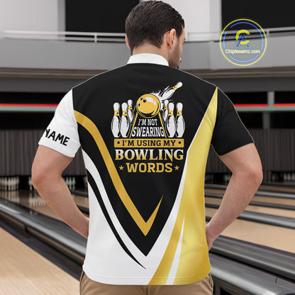 Custom Funny Bowling shirts for men I'm not swearing, I'm using my bowling words Gold bowl shirts NQS11548