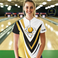 Load image into Gallery viewer, Custom Funny Bowling shirts for Women I'm not swearing, I'm using my bowling words Gold bowl shirts NQS11548