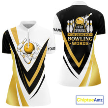 Load image into Gallery viewer, Custom Funny Bowling shirts for Women I'm not swearing, I'm using my bowling words Gold bowl shirts NQS11548
