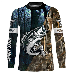 Largemouth Bass Fishing Camo Custom UV Protection Long sleeve fishing shirts Personalized Fishing Gift NQS394