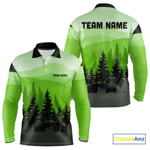 Load image into Gallery viewer, Green pattern forest Mens Disc golf polo shirts Custom team disc golf jerseys for men NQS10027