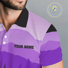 Load image into Gallery viewer, Purple pattern forest Mens Disc golf polo shirts Custom team disc golf jerseys for men NQS10028