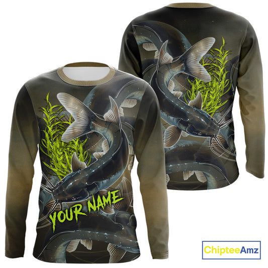 Personalized Catfish Fishing jerseys, Catfish scales long sleeve fishing shirts uv protection NQS10332