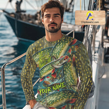 Load image into Gallery viewer, Personalized Northern Pike Fishing jerseys, Pike scales long sleeve fishing shirts uv protection NQS10333