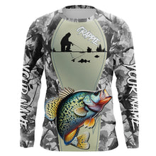 Load image into Gallery viewer, Personalized Winter camo Crappie Ice Fishing Shirts Custom Team Crappie Long Sleeve Fishing Jersey NQS9288