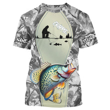 Load image into Gallery viewer, Personalized Winter camo Crappie Ice Fishing Shirts Custom Team Crappie Long Sleeve Fishing Jersey NQS9288