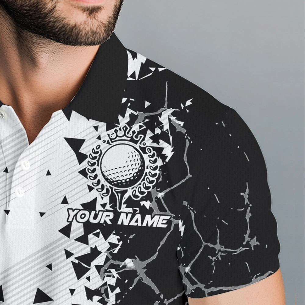 Black and White broken Golf ball Polo shirt for men Custom Team golf uniform mens golf tops NQS9787
