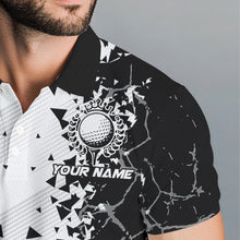 Load image into Gallery viewer, Black and White broken Golf ball Polo shirt for men Custom Team golf uniform mens golf tops NQS9787