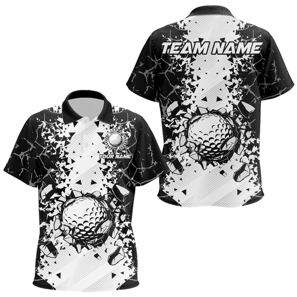 Black and White broken Golf ball Golf Polo Shirts For Kid Custom Team golf uniform Kid golf tops NQS9787