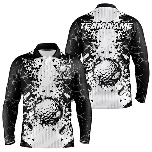 Black and White broken Golf ball Polo shirt for men Custom Team golf uniform mens golf tops NQS9787
