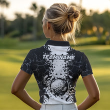 Load image into Gallery viewer, Black and White broken Golf ball Polo shirt for Women Custom Team golf uniform ladies golf tops NQS9787