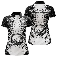 Load image into Gallery viewer, Black and White broken Golf ball Polo shirt for Women Custom Team golf uniform ladies golf tops NQS9787