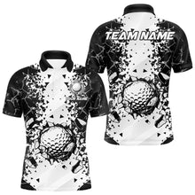Load image into Gallery viewer, Black and White broken Golf ball Polo shirt for men Custom Team golf uniform mens golf tops NQS9787