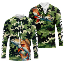 Load image into Gallery viewer, Black Green camo Redfish fishing Custom Long Sleeve Tournament Fishing Shirts, Red drum fishing Jersey NQS7554