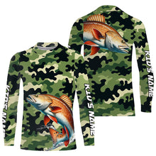 Load image into Gallery viewer, Black Green camo Redfish fishing Custom Long Sleeve Tournament Fishing Shirts, Red drum fishing Jersey NQS7554