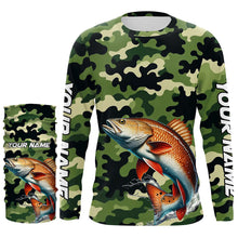 Load image into Gallery viewer, Black Green camo Redfish fishing Custom Long Sleeve Tournament Fishing Shirts, Red drum fishing Jersey NQS7554