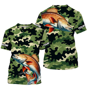 Black Green camo Redfish fishing Custom Long Sleeve Tournament Fishing Shirts, Red drum fishing Jersey NQS7554