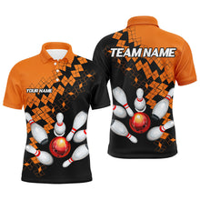 Load image into Gallery viewer, Black and Orange bowling jerseys Polo, 1/4 Zip Shirt for Men Custom Bowling Team shirts for bowlers NQS7708