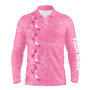 Breast Cancer Awareness golf shirts custom Mens golf polos shirts, pink ribbon golf shirts NQS7711