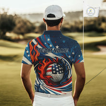 Load image into Gallery viewer, American Flag pattern Flame golf ball Mens Golf polo shirts Custom patriotic Golf Outfit For Mens NQS10038