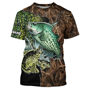 Crappie fishing camo Long Sleeve Fishing tournament shirts customize name NQS2148