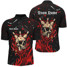 Load image into Gallery viewer, Black and Red Flame Bowling Skull Custom Halloween bowling Shirts for Men,Team Bowling jerseys NQS8155