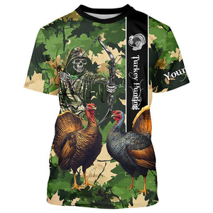 Turkey Hunting green camo Custom name 3D All over print hunting shirts NQS2271