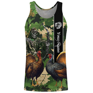 Turkey Hunting green camo Custom name 3D All over print hunting shirts NQS2271