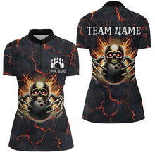 Load image into Gallery viewer, Custom Bowling Shirt for Women Personalized Skull Bowling Jerseys Bowling Team Polo, 1/4 Zip Shirts NQS8376