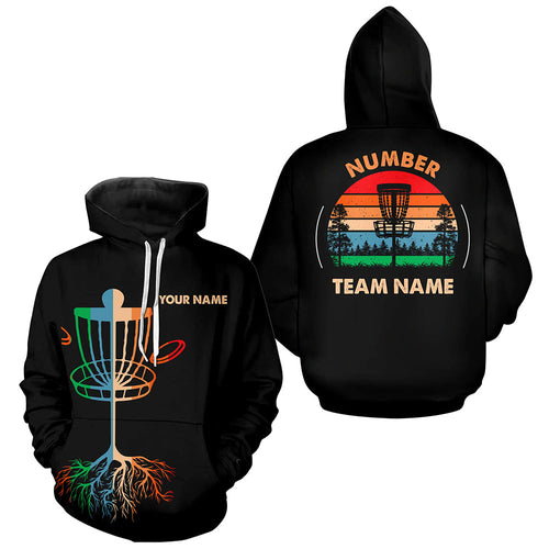 Retro Black Disc Golf Hoodies custom disc golf team jersey, disc golf wear NQS8577