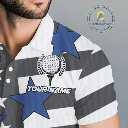 Gray and White American Flag Eagle Golf Polo shirt for Men Custom patriotic team golf outfit for men NQS9798