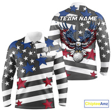 Load image into Gallery viewer, Gray and White American Flag Eagle Golf Polo shirt for Men Custom patriotic team golf outfit for men NQS9798