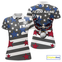 Load image into Gallery viewer, Gray and White American Flag Eagle Golf Polo shirt for Women Custom patriotic team ladies golf outfit NQS9798