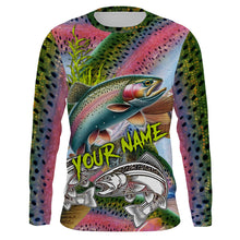 Load image into Gallery viewer, Personalized Rainbow trout Fishing jerseys, Trout pink scales long sleeve fishing shirts NQS3683