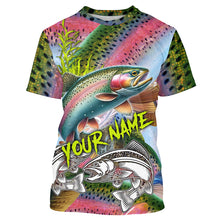 Load image into Gallery viewer, Personalized Rainbow trout Fishing jerseys, Trout pink scales long sleeve fishing shirts NQS3683