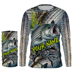 Personalized Striped Bass Fishing jerseys, striper scales long sleeve fishing shirts uv protection NQS3688