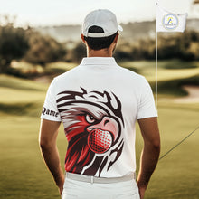 Load image into Gallery viewer, Mens golf polo shirts custom Red Eagle golf ball white golf tops, team golf attire for mens NQS10553