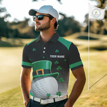 Load image into Gallery viewer, Green clover Golf Ball Mens polo golf shirts Custom St Patrick team golf top for men NQS10777