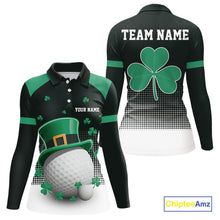 Load image into Gallery viewer, Green clover Golf Ball Women's polo golf shirts Custom St Patrick team golf top for ladies NQS10777