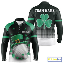Load image into Gallery viewer, Green clover Golf Ball Mens polo golf shirts Custom St Patrick team golf top for men NQS10777
