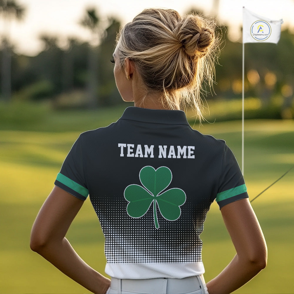 Green clover Golf Ball Women's polo golf shirts Custom St Patrick team golf top for ladies NQS10777