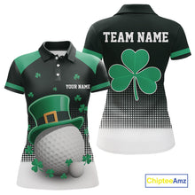 Load image into Gallery viewer, Green clover Golf Ball Women's polo golf shirts Custom St Patrick team golf top for ladies NQS10777