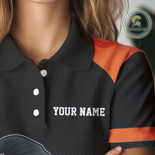 Load image into Gallery viewer, Black and Orange Funny pumpkin Golf Ball Women golf polo shirt Custom Halloween team ladies golf wear NQS10778